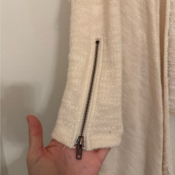 Free People In The Loop Open Front Distressed Cream Cardigan Sweater - Picture 3 of 9